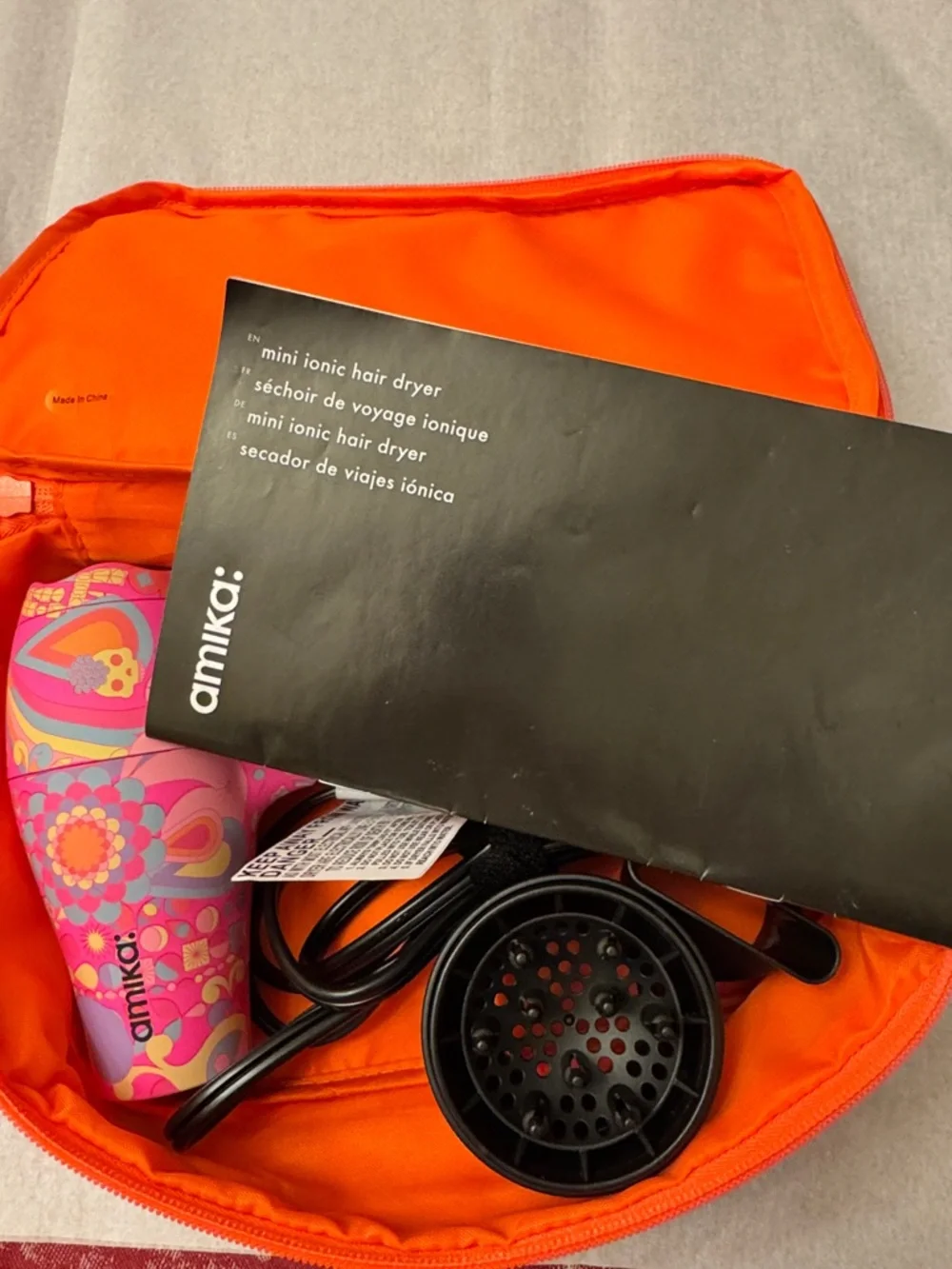 amika Pink Patterned Mini Ionic Hair Dryer - Picture 7 of 11